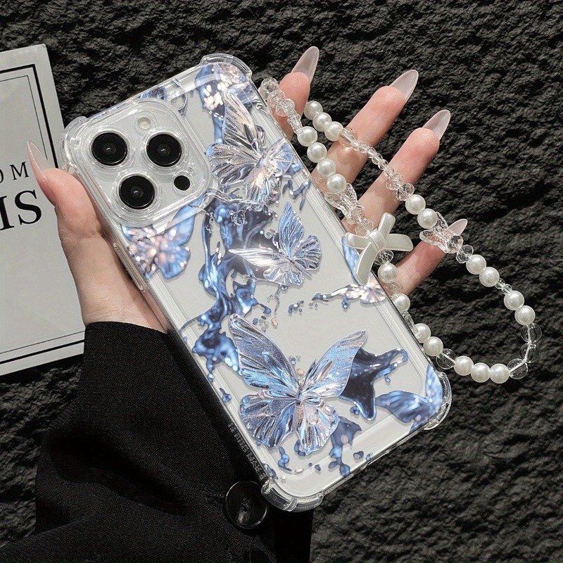 Phone Cases Best - Blue Butterfly Transparent Phone Case For