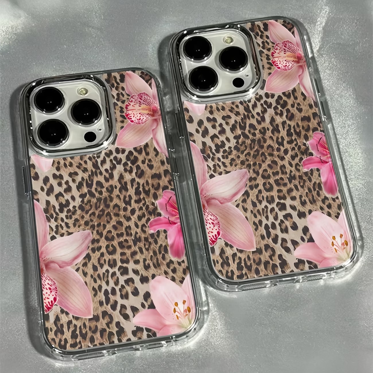 Phone Cases Best - Leopard Print Lily Flower Transparent Phone