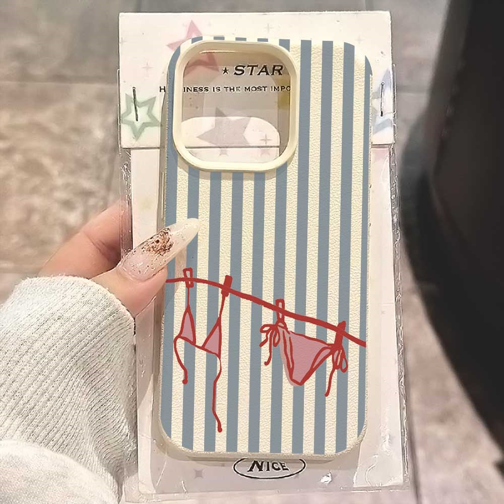 Phone Cases Blue - Blue White Striped Bikini Phone Case