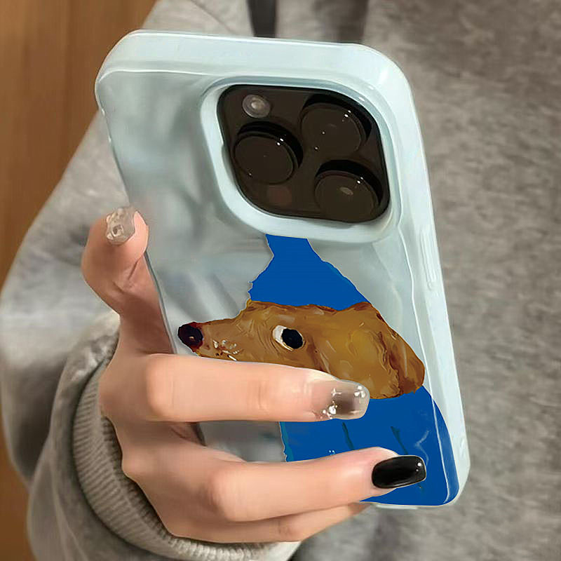 Phone Cases Blue - Blue Hat Puppy Folds Texture Soft