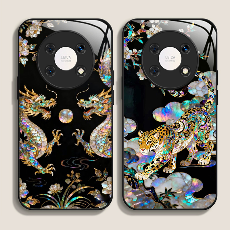 Phone Cases Xiaomi 14 - Stylish Dragon Leopard Marble Texture Tempered