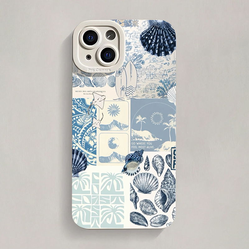 Phone Cases Blue - Ocean Creative Coastal Seashell Seaweed Pattern