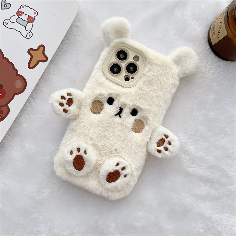 Korean 3D Cartoon Bear Fluffy  - Phone Cases For Iphone 11 评论和价格
