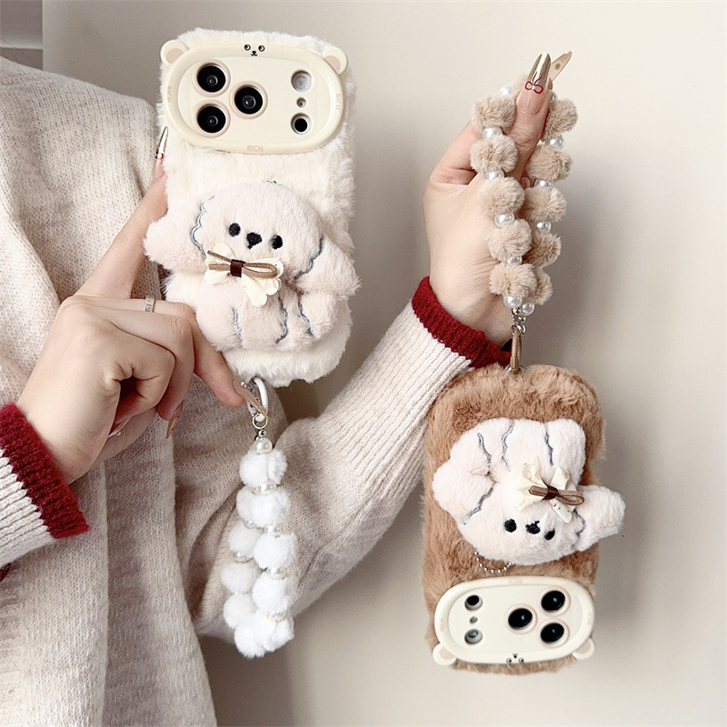 3D Cartoon Bowknot Puppy Warm  - Phone Cases For Iphone 11 评论和价格