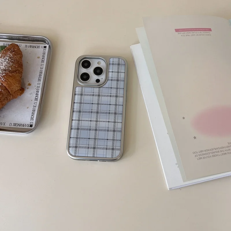 Korean Ins Epoxy Blue Plaid Pa - Phone Cases Blue 评论和价格