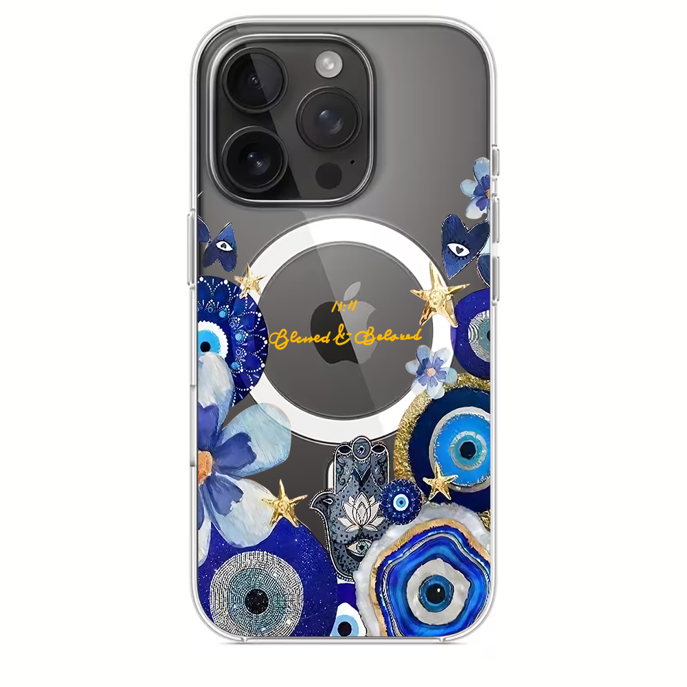 Blue Evil Eye & Floral Phone C - Phone Cases Blue 评论和价格