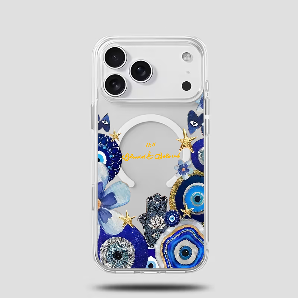 Blue Evil Eye & Floral Phone C - Phone Cases Blue 评论和价格