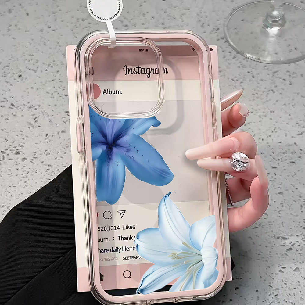Blue Lily Flower Clear Phone C - Phone Cases Blue 评论和价格
