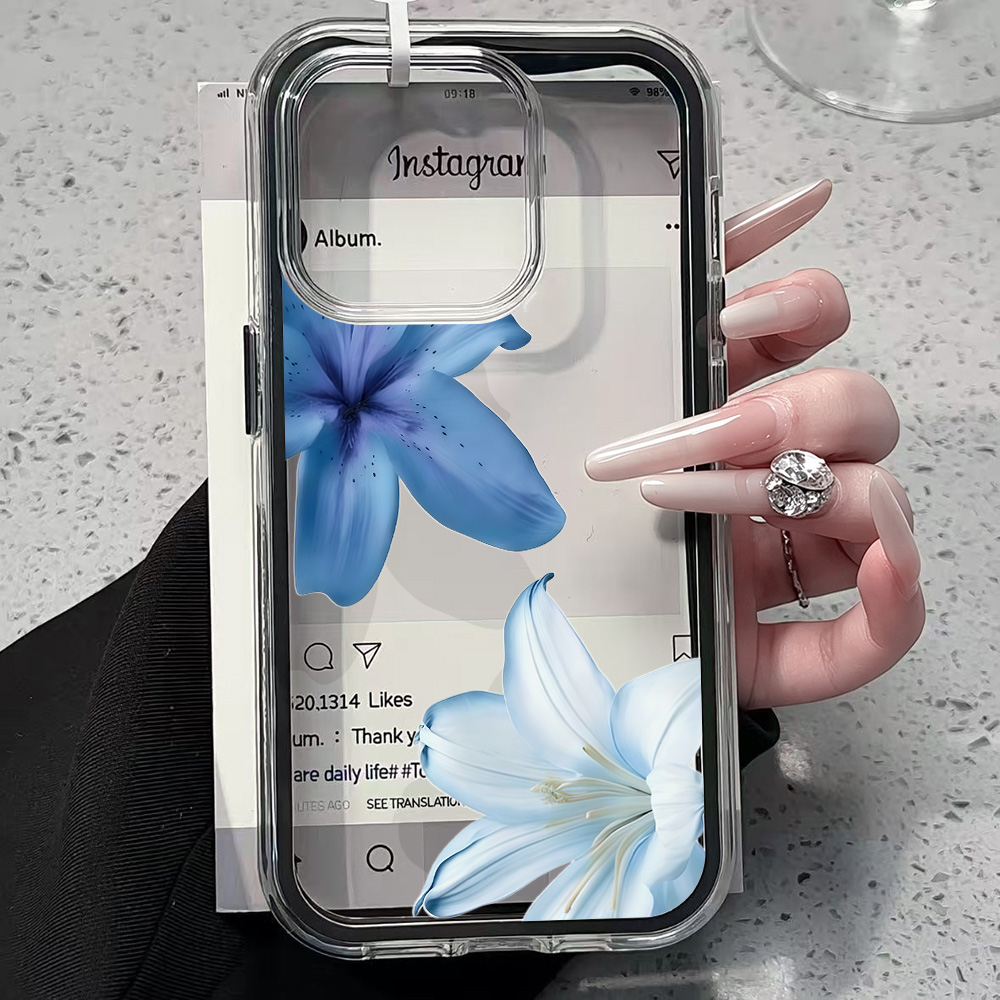 Blue Lily Flower Clear Phone C - Phone Cases Blue 评论和价格