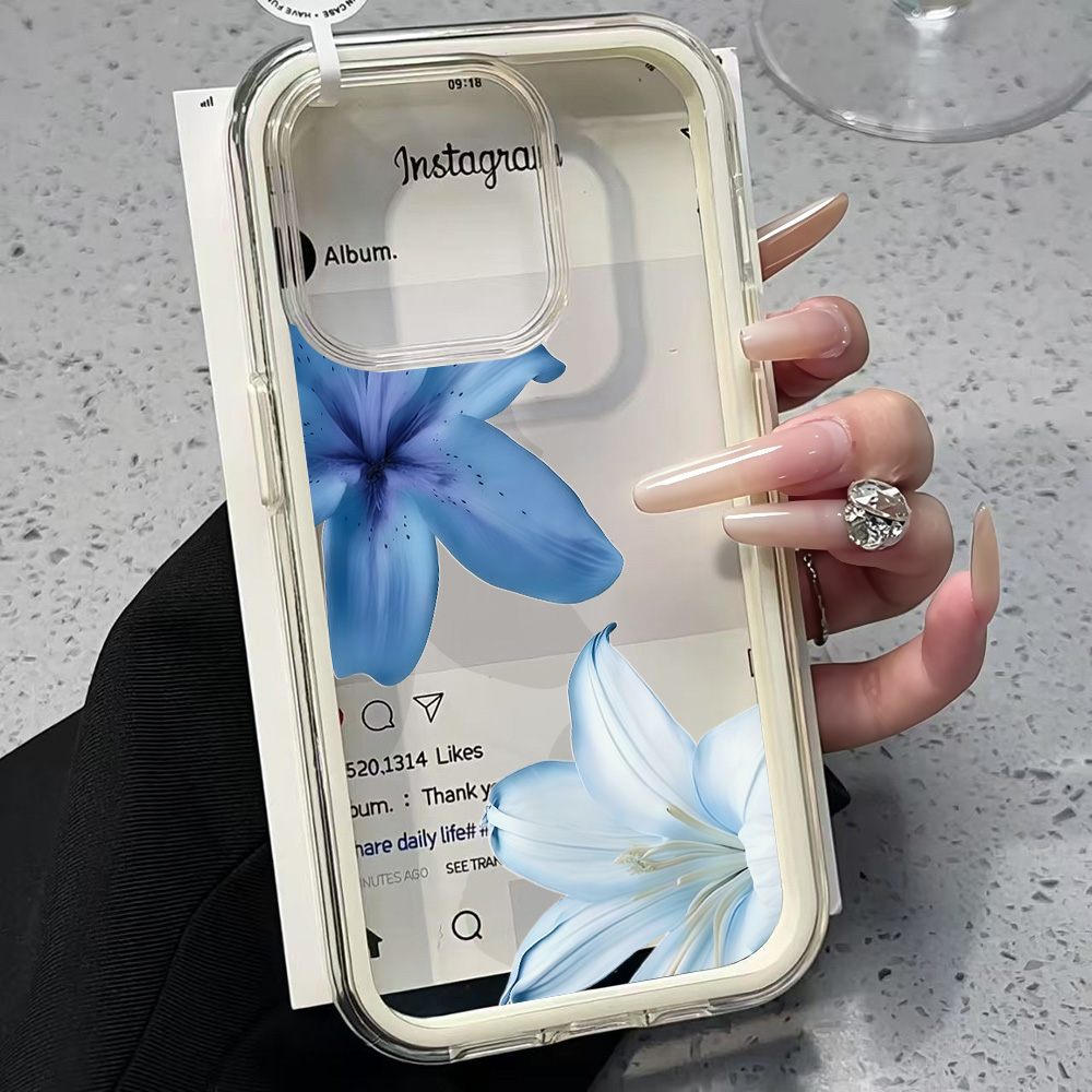 Blue Lily Flower Clear Phone C - Phone Cases Blue 评论和价格