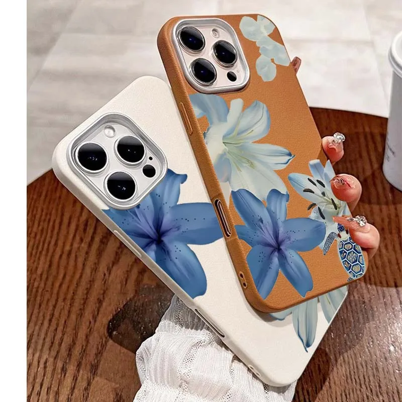 Elegant Blue Lily Fashion Patt - Phone Cases Blue 评论和价格