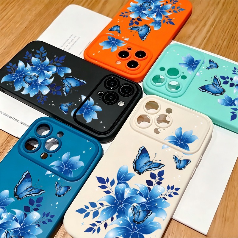 Blue Butterfly Floral Print Ph - Phone Cases Blue 评论和价格