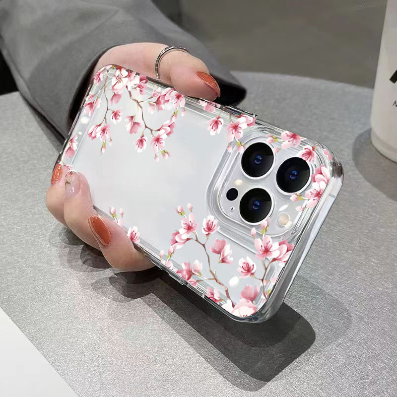 Pink Flower Design Transparent - Phone Cases Best 评论和价格