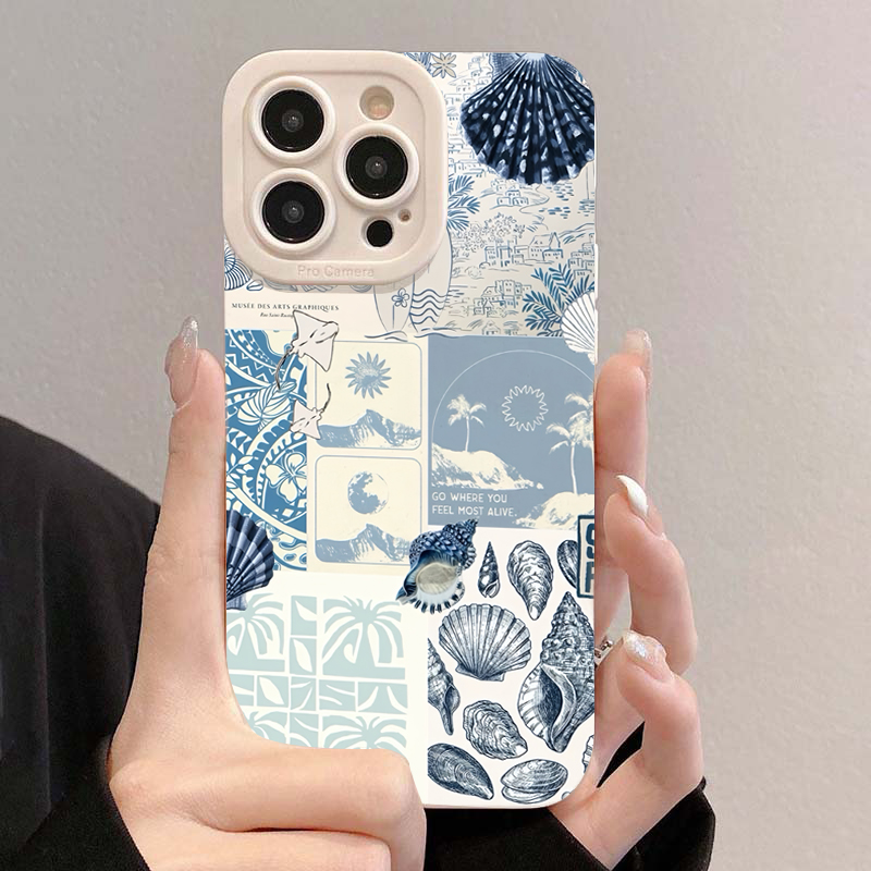 Ocean Creative Coastal Seashel - Phone Cases Blue 评论和价格