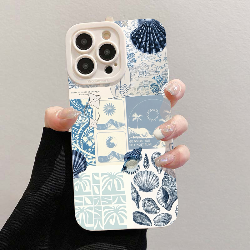 Ocean Creative Coastal Seashel - Phone Cases Blue 评论和价格