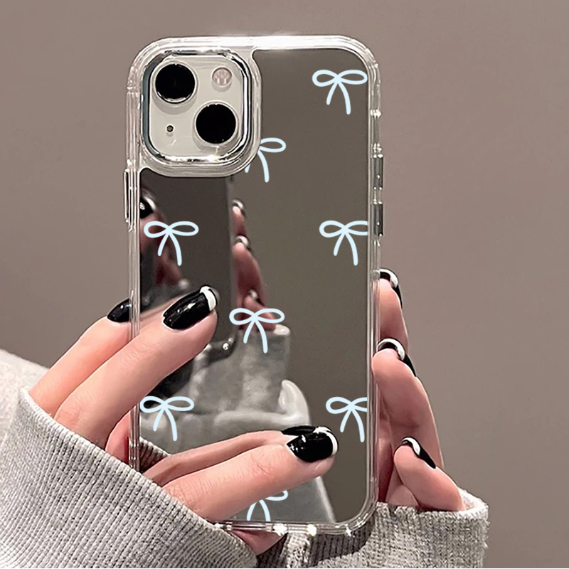 Light Blue Bow Mirror Phone Ca - Phone Cases Blue 评论和价格