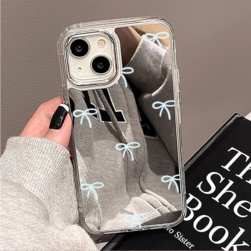 Light Blue Bow Mirror Phone Ca - Phone Cases Blue 评论和价格