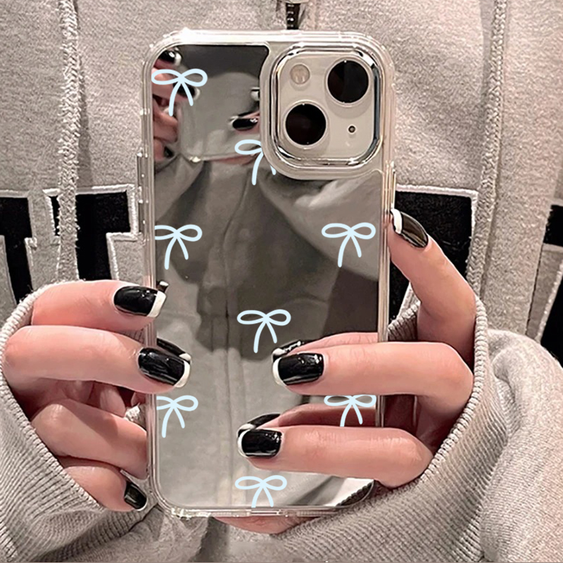 Light Blue Bow Mirror Phone Ca - Phone Cases Blue 评论和价格
