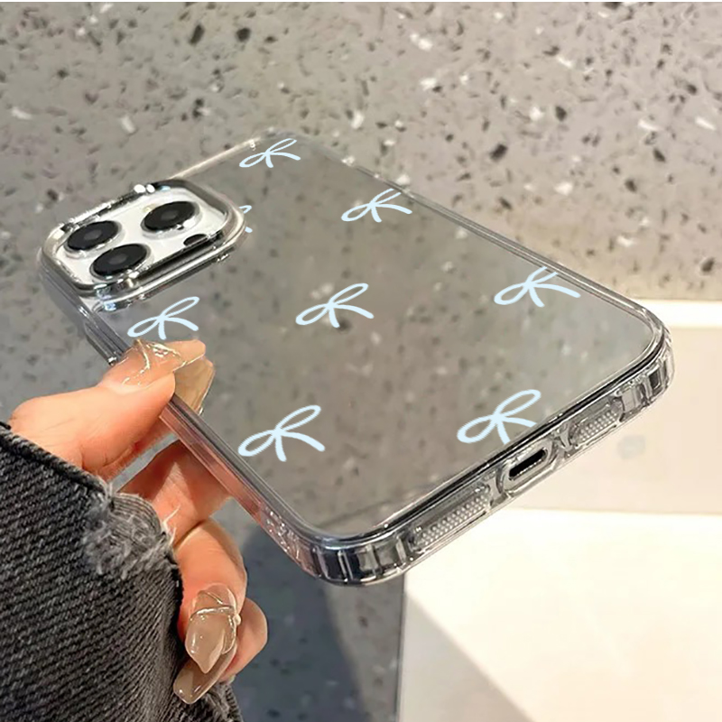 Light Blue Bow Mirror Phone Ca - Phone Cases Blue 评论和价格