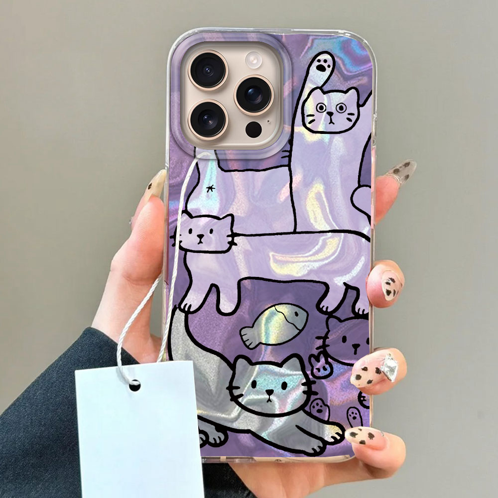 Purple Line Cat Fish Water Tex - Phone Cases Best 评论和价格